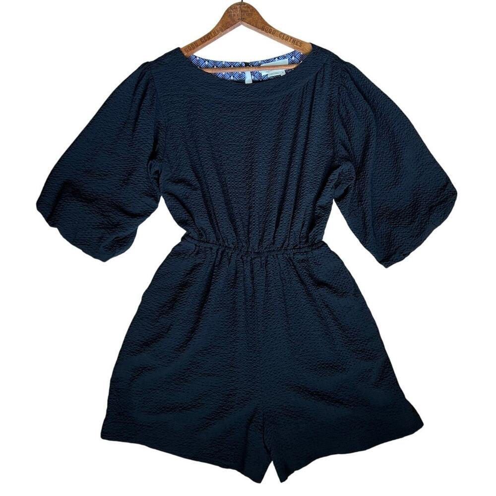 Anthropologie Francesca Romper Black M Puff Balloon Sleeves